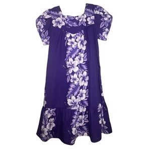 Kalena Fashions of Hawaii Dress Size XL Purple Tropical Floral Muumuu Patio